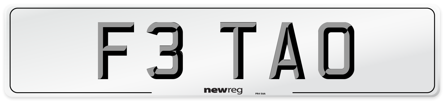 F3 TAO Number Plate from New Reg